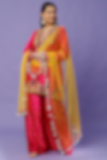 Fuchsia Embroidered & Printed Kurta Set by Payal Singhal