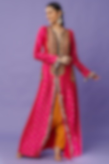Pink Embroidered & Printed Kurta Set by Payal Singhal