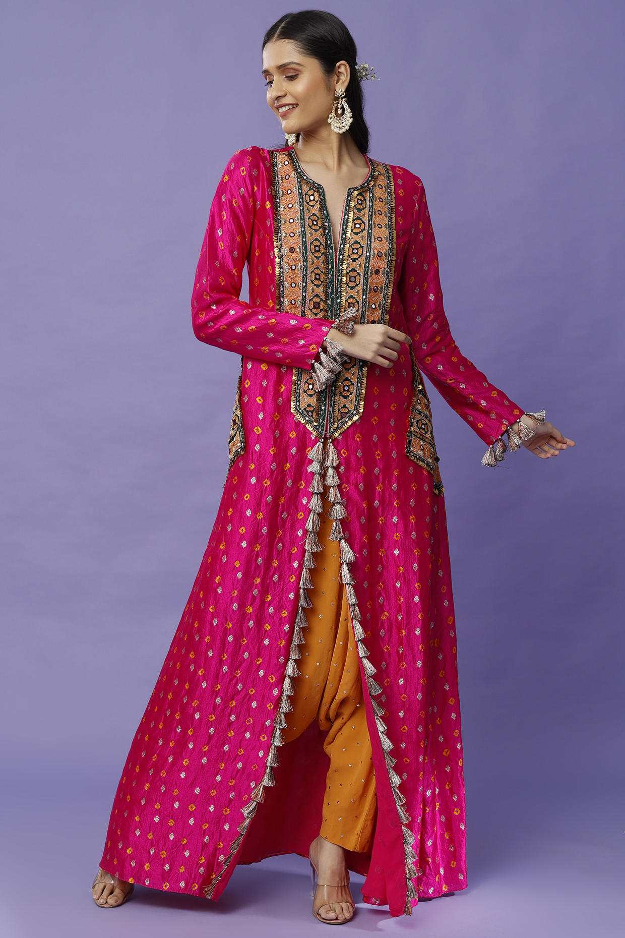 Pink Embroidered & Printed Kurta Set by Payal Singhal