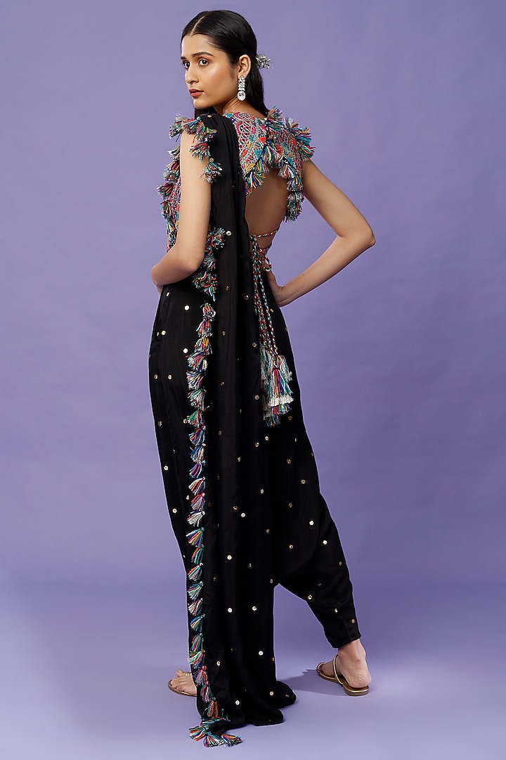 Black Embroidered Dhoti Set by Payal Singhal at Pernia's Pop Up Shop