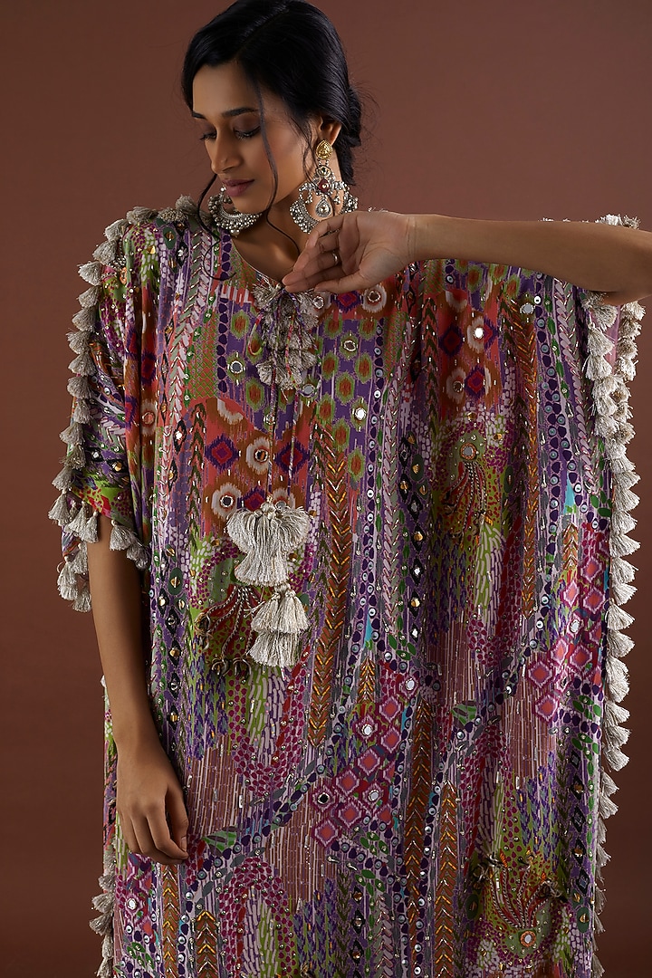 Purple Printed Kaftan by Payal Singhal at Pernia's Pop Up Shop