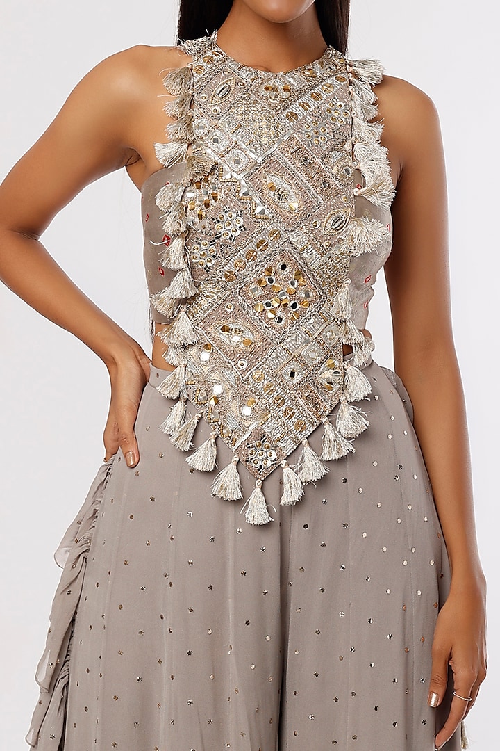 Mauve Georgette Wedding Sharara Set by Payal Singhal at Pernia's Pop Up Shop