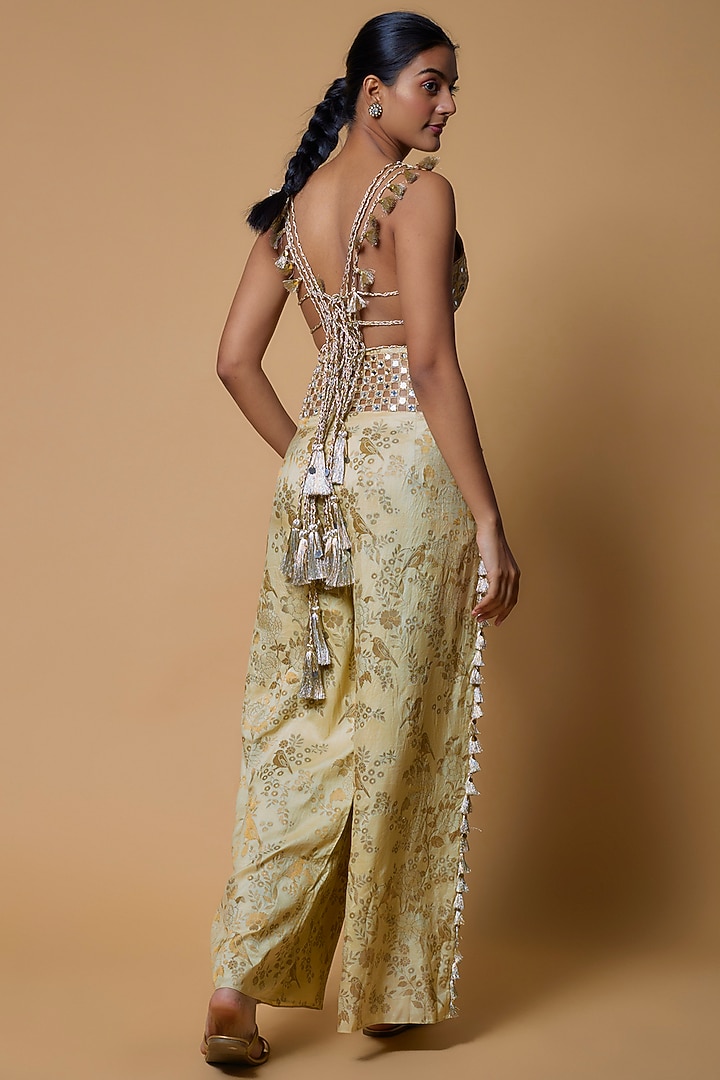 Yellow Bemberg Silk Palazzo Pant Set by Payal Singhal at Pernia's Pop Up Shop