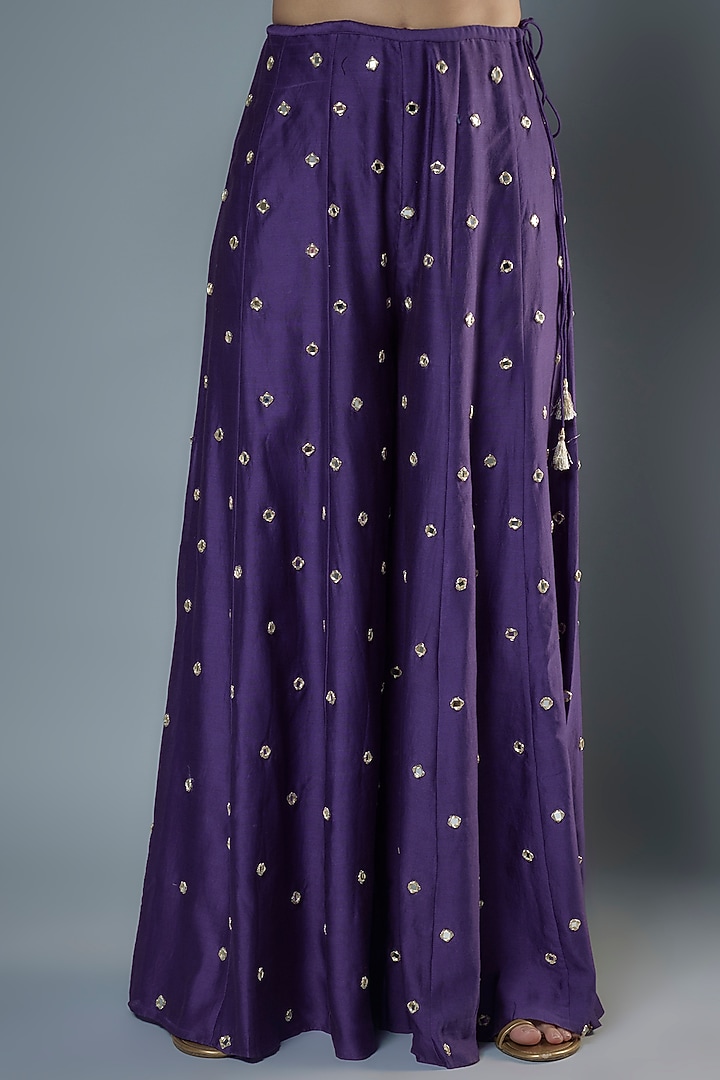 Purple Silk Mulmul Embroidered Wedding Sharara Set by Payal Singhal at Pernia's Pop Up Shop
