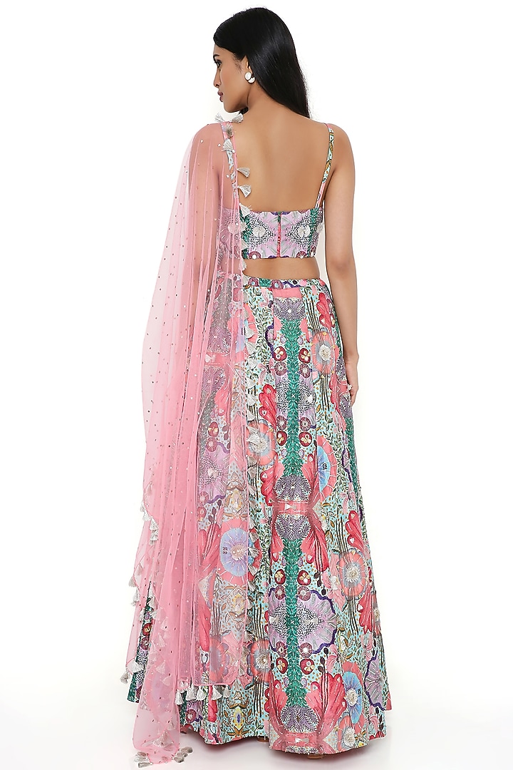 Multi-Colored Dupion Silk Embroidered Wedding Lehenga Set by Payal Singhal at Pernia's Pop Up Shop
