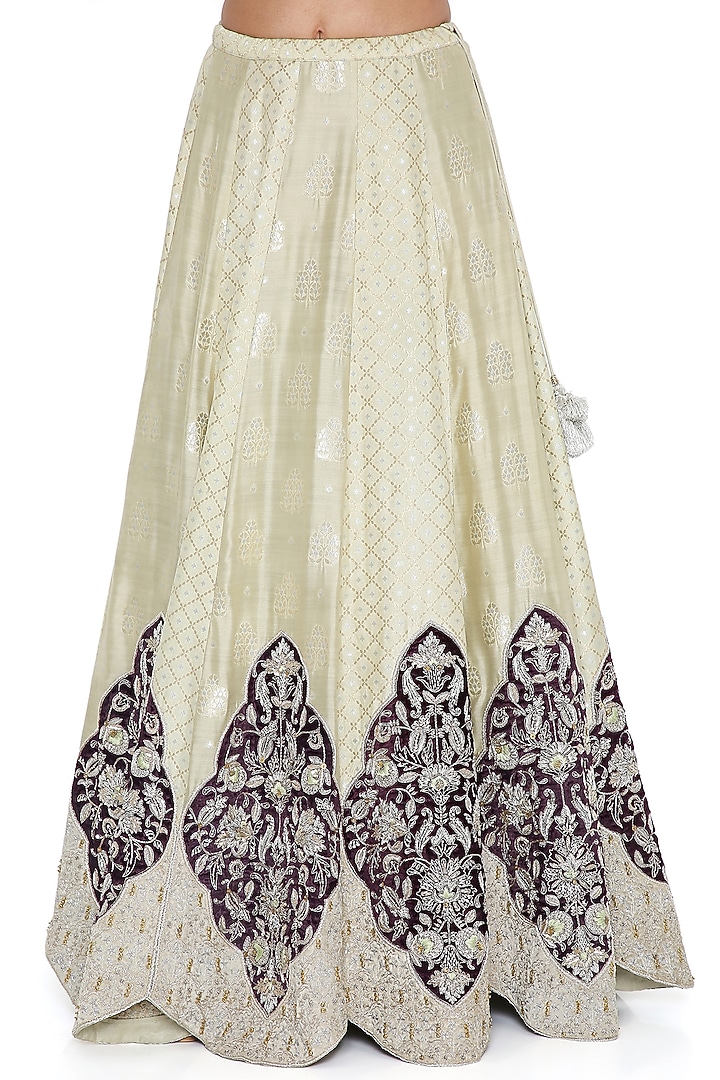 Mint Banarasi Silk Embroidered Bridal Lehenga Set by Payal Singhal at Pernia's Pop Up Shop