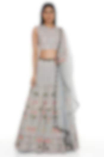 Pale Blue Georgette Embroidered Bridal Lehenga Set by Payal Singhal at Pernia's Pop Up Shop