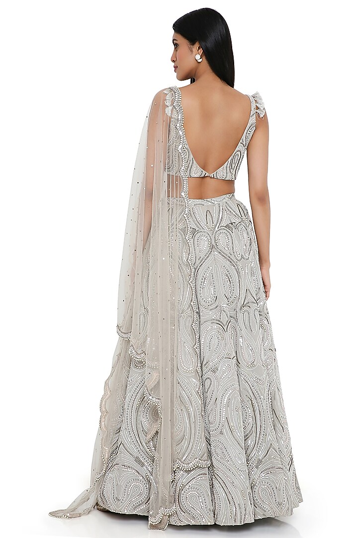 Grey Georgette Embroidered Bridal Lehenga Set by Payal Singhal at Pernia's Pop Up Shop