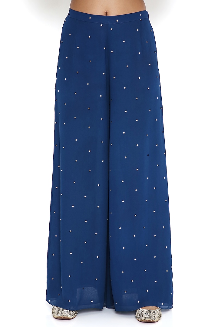 Blue Bandhani Silk Embroidered Kurta Set by Payal Singhal at Pernia's Pop Up Shop