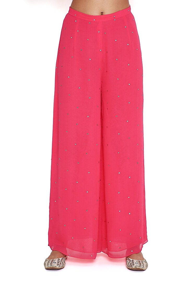 Coral & Pink Georgette Bandhani Leheriya Kurta Set by Payal Singhal at Pernia's Pop Up Shop