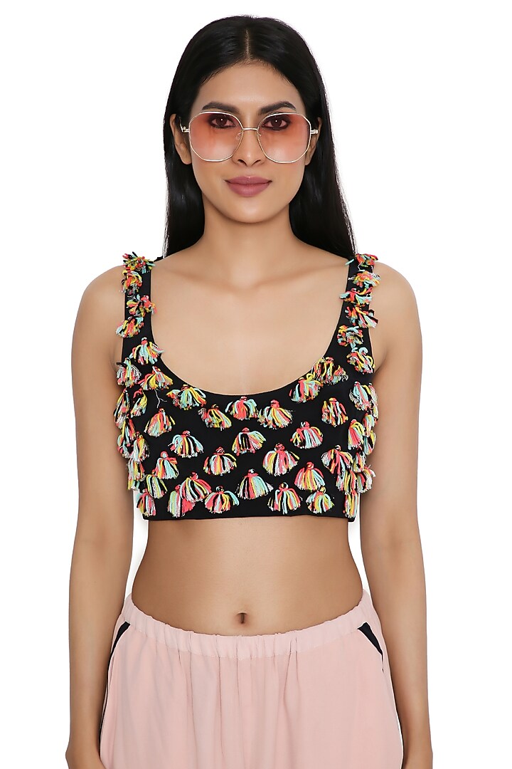 Rose Pink Georgette Embroidered Bomber Jacket Set by Payal Singhal at Pernia's Pop Up Shop