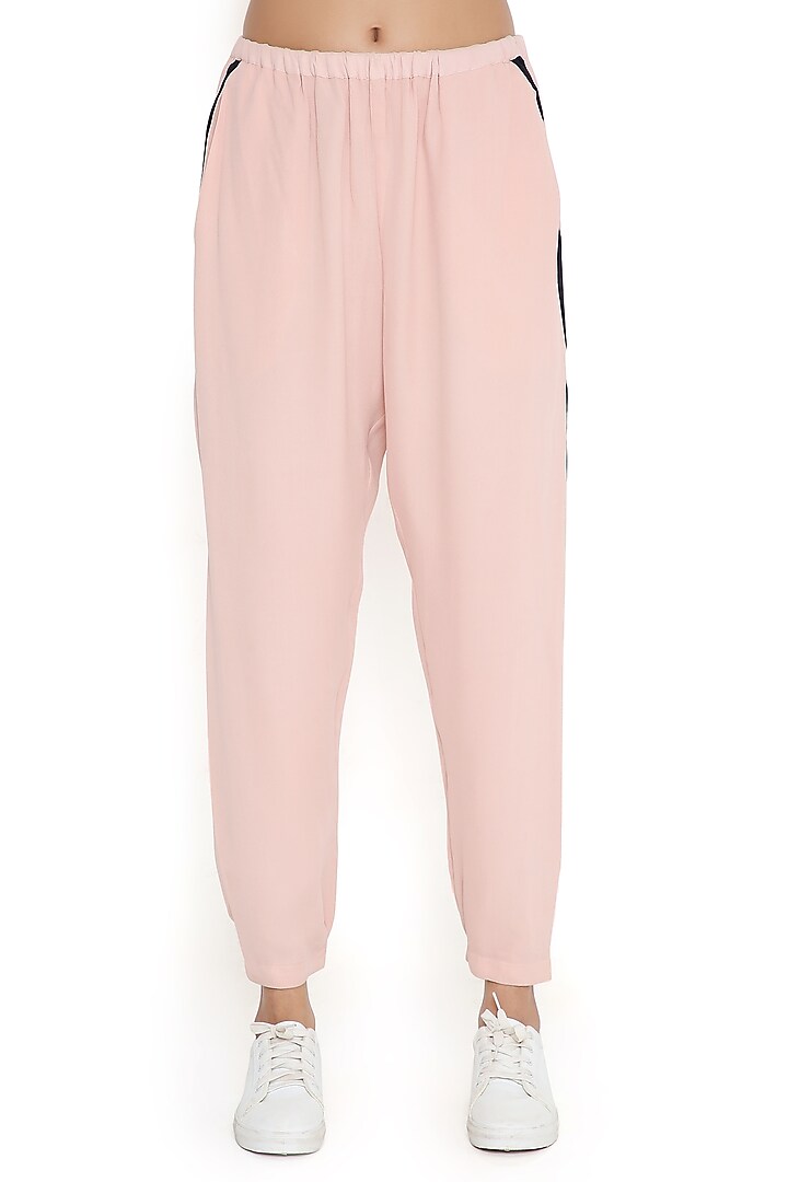 Rose Pink Georgette Embroidered Bomber Jacket Set by Payal Singhal at Pernia's Pop Up Shop
