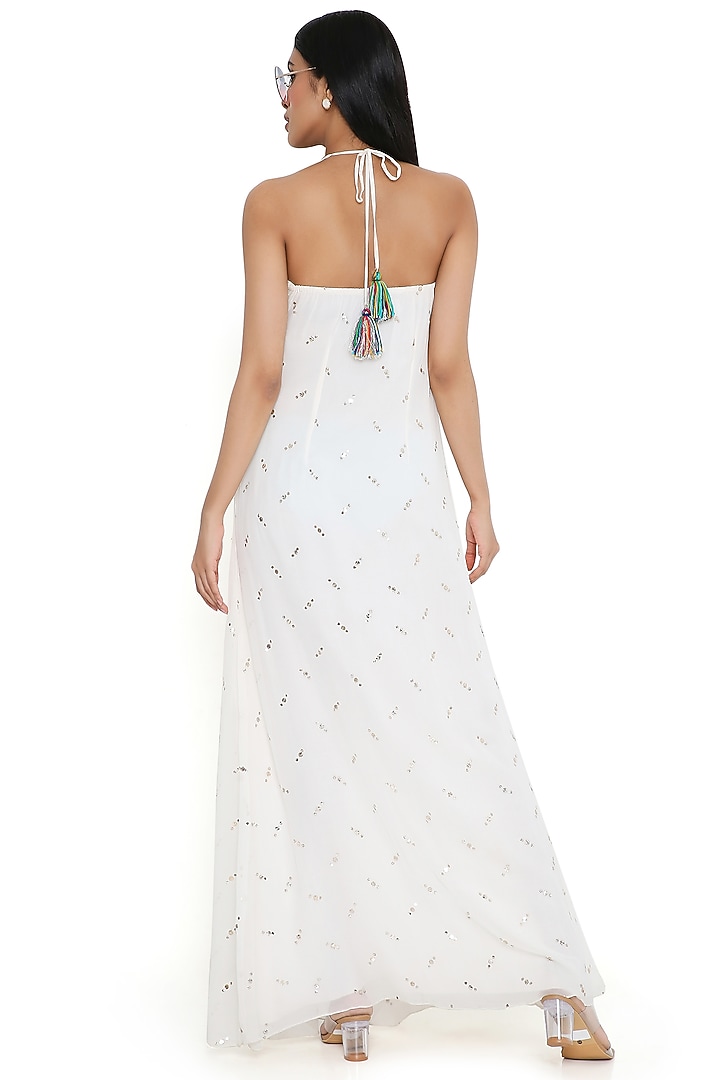 Off-White Mukaish Georgette Embroidered Cocktail Dress by PS Pret by Payal Singhal at Pernia's Pop Up Shop