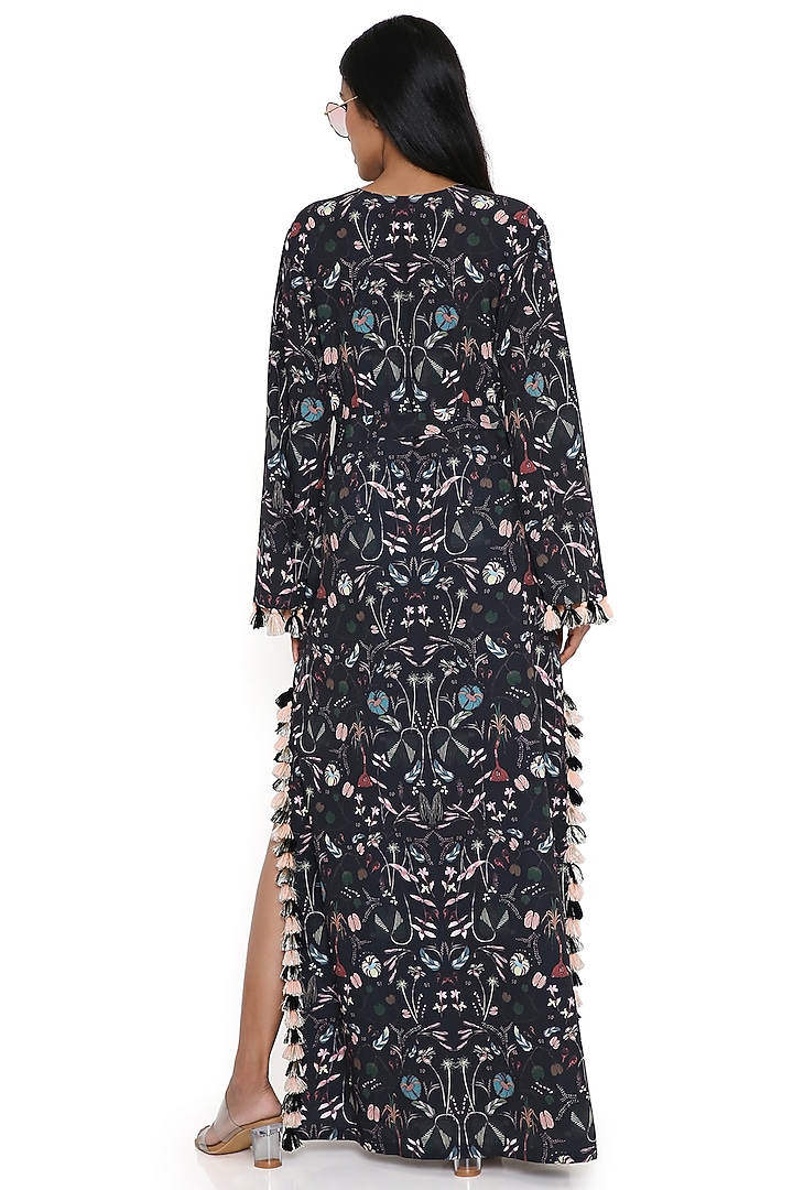 Black Art Crepe Printed Kaftan by PS Pret by Payal Singhal at Pernia's Pop Up Shop