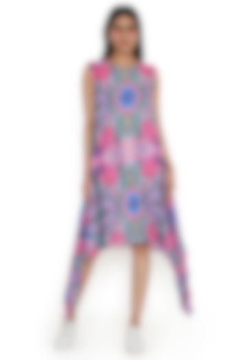 Multi-Colored Cotton Wrinkle Printed Dress by PS Pret by Payal Singhal