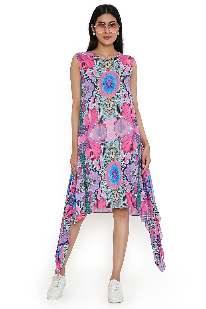 Multi-Colored Cotton Wrinkle Printed Dress by PS Pret by Payal Singhal