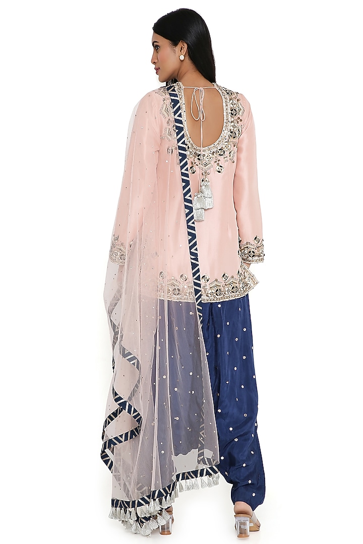 Rose Pink Silk Embroidered Kurta Set by Payal Singhal at Pernia's Pop Up Shop
