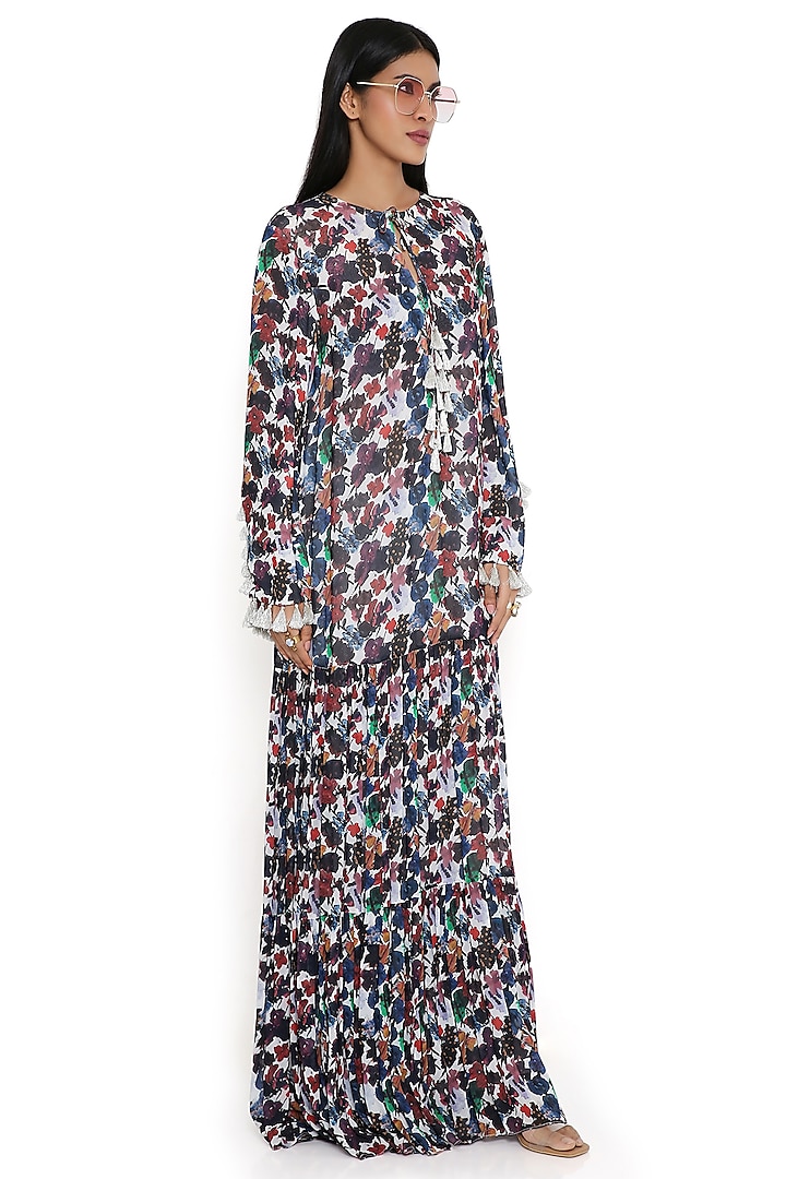 Multi-Colored Art Georgette Printed Boho Dress by PS Pret by Payal Singhal