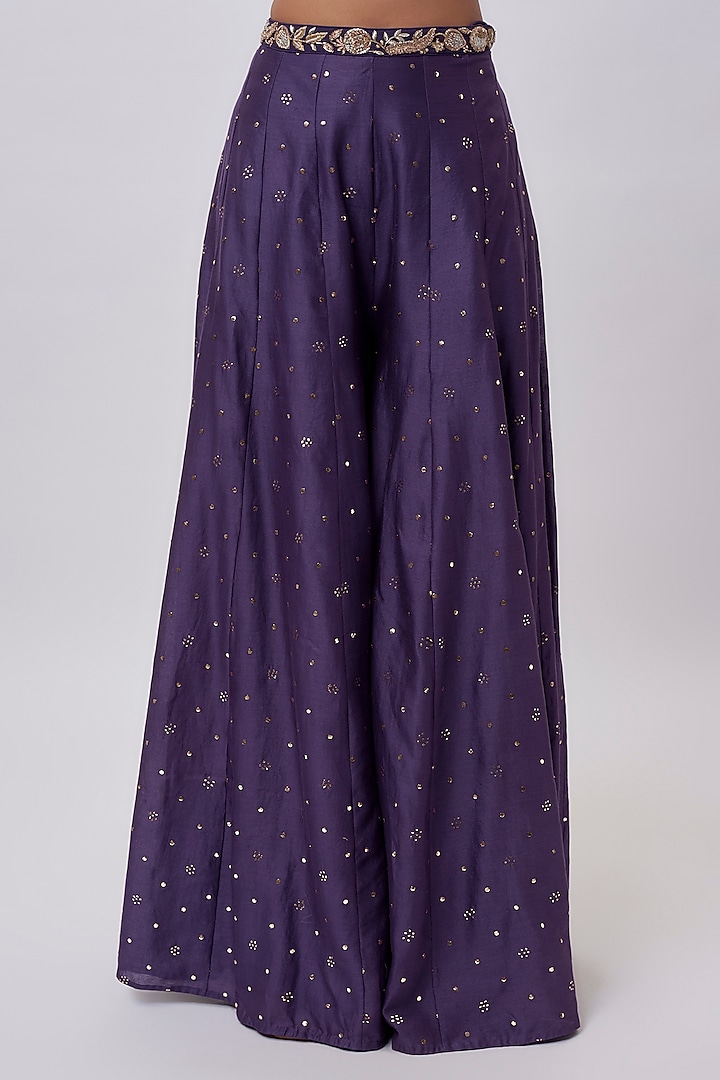 Purple Organza Hand Embroidered Jacket Set by Payal Singhal at Pernia's Pop Up Shop