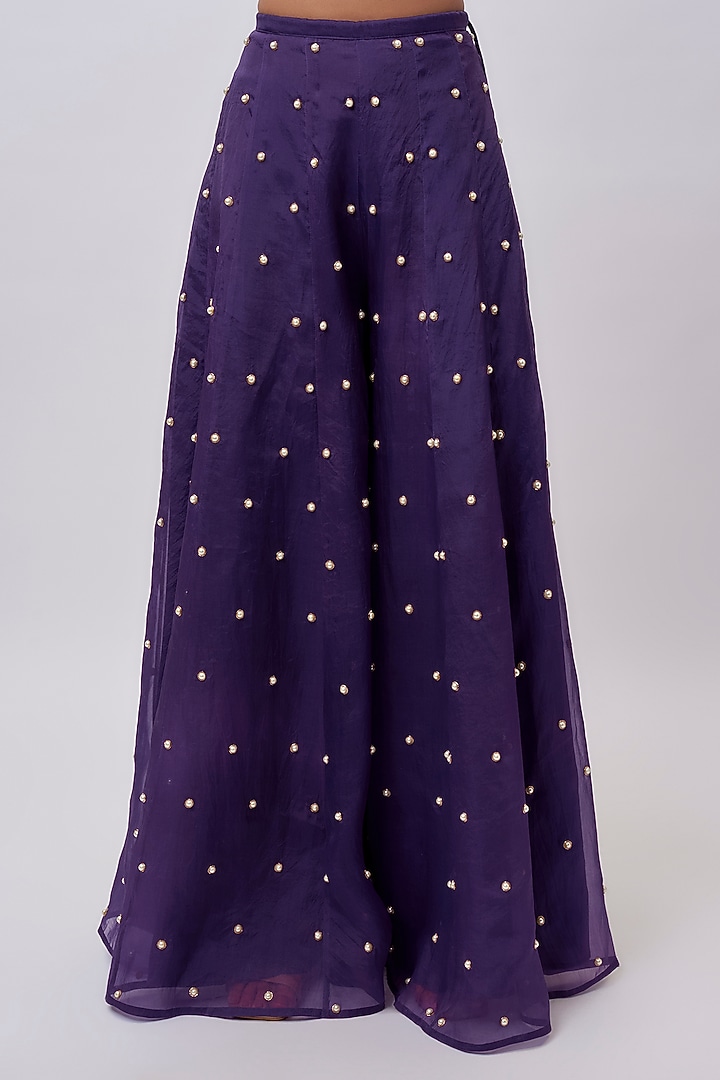 Purple Organza Hand Embroidered Blazer Set by Payal Singhal at Pernia's Pop Up Shop
