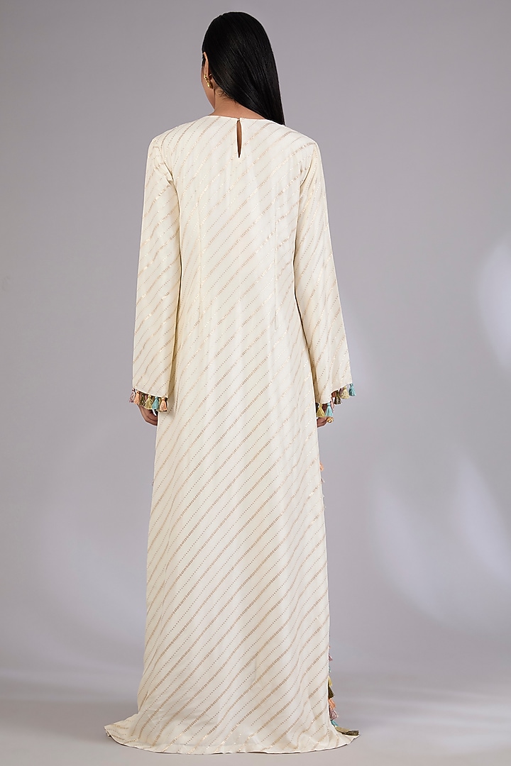 Off-White Dola Silk Resham Embroidered Kaftan by Payal Singhal at Pernia's Pop Up Shop