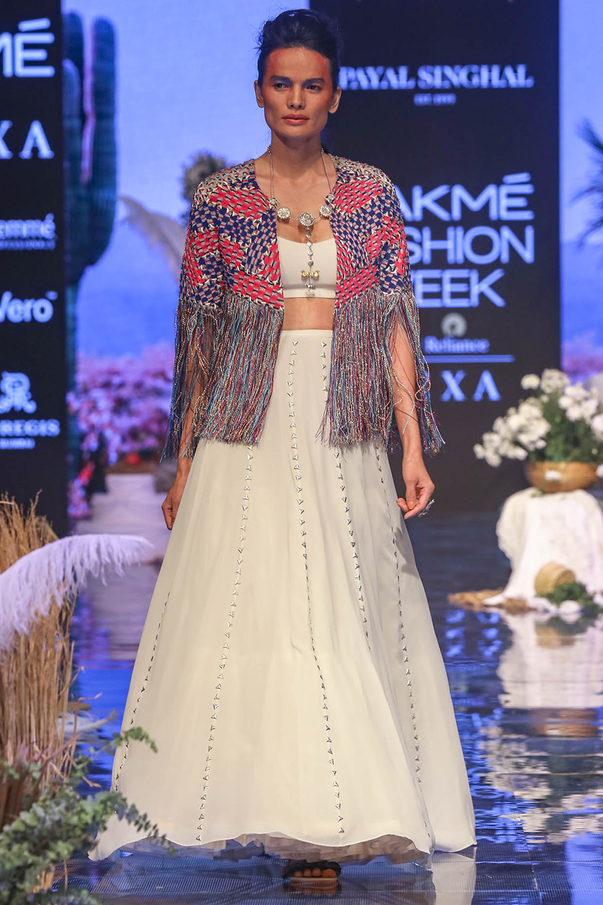 Chalk White Embroidered Jacket Wedding Lehenga Set by Payal Singhal at Pernia's Pop Up Shop