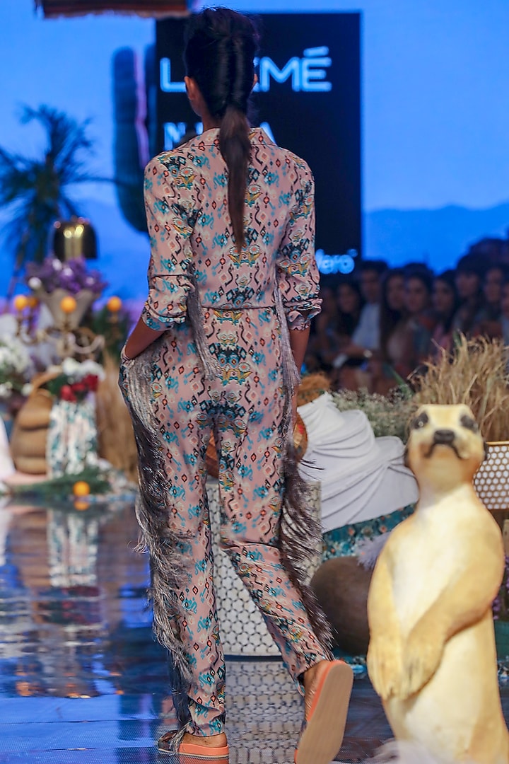 Pink Ikat Printed Jumpsuit by Payal Singhal at Pernia's Pop Up Shop
