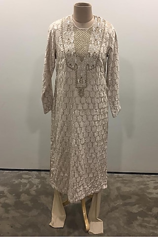 Stone Embroidered Kurta With Churidar Pants by Payal Singhal