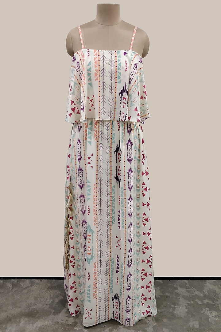 Cream Striped Maxi Vacation Dress by PS Pret by Payal Singhal at Pernia's Pop Up Shop