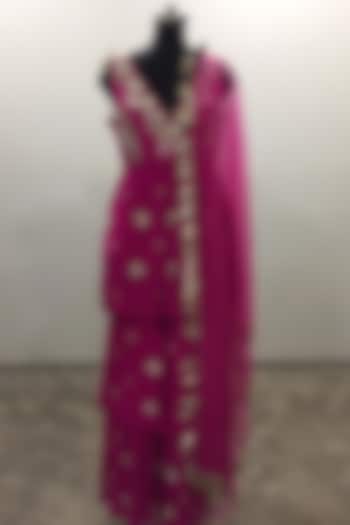 Hot Pink Embroidered Sharara Set by Payal Singhal