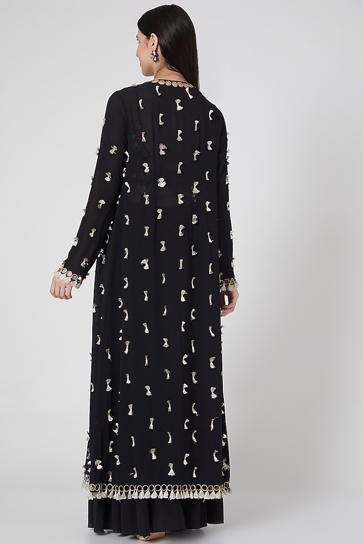 Black Embroidered Jacket Set by Payal Singhal at Pernia's Pop Up Shop