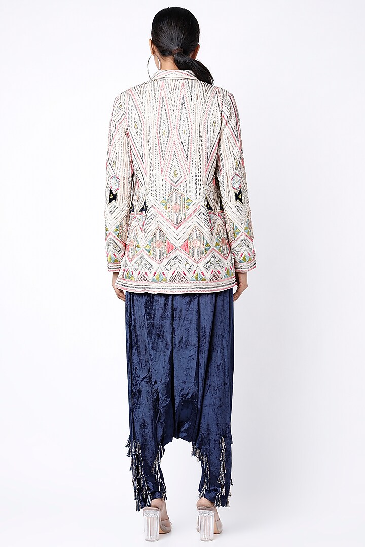 Chalk White Embroidered Jacket Set by Payal Singhal at Pernia's Pop Up Shop