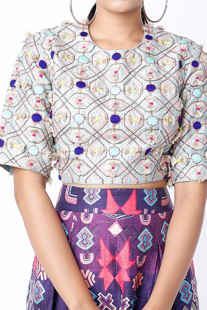 Purple Printed Low-Crotch Pant Set by Payal Singhal at Pernia's Pop Up Shop