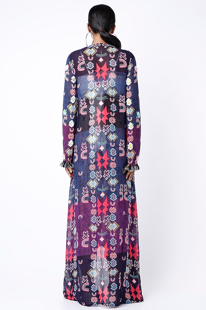 Purple Printed Duster Jacket Set by Payal Singhal at Pernia's Pop Up Shop