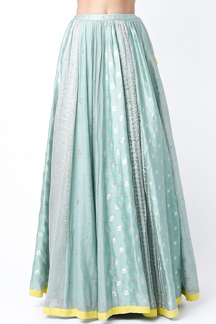 Pale Blue Dot Mukaish Georgette Wedding Lehenga Set by Payal Singhal at Pernia's Pop Up Shop