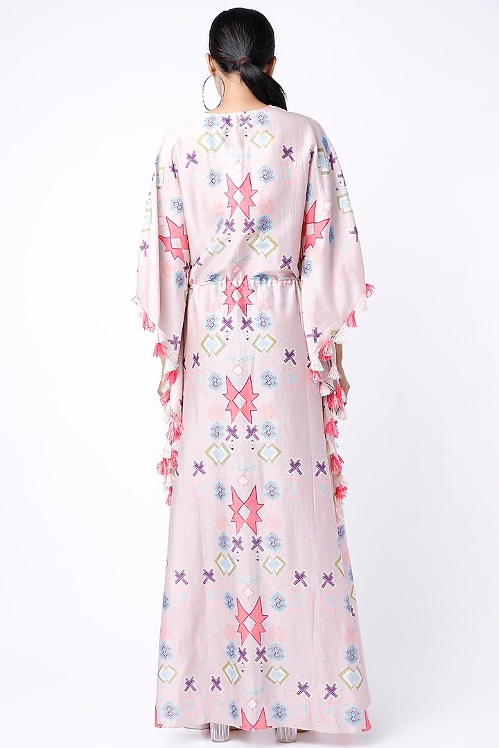 Pink Printed Kaftan With Belt by PS Pret by Payal Singhal at Pernia's Pop Up Shop