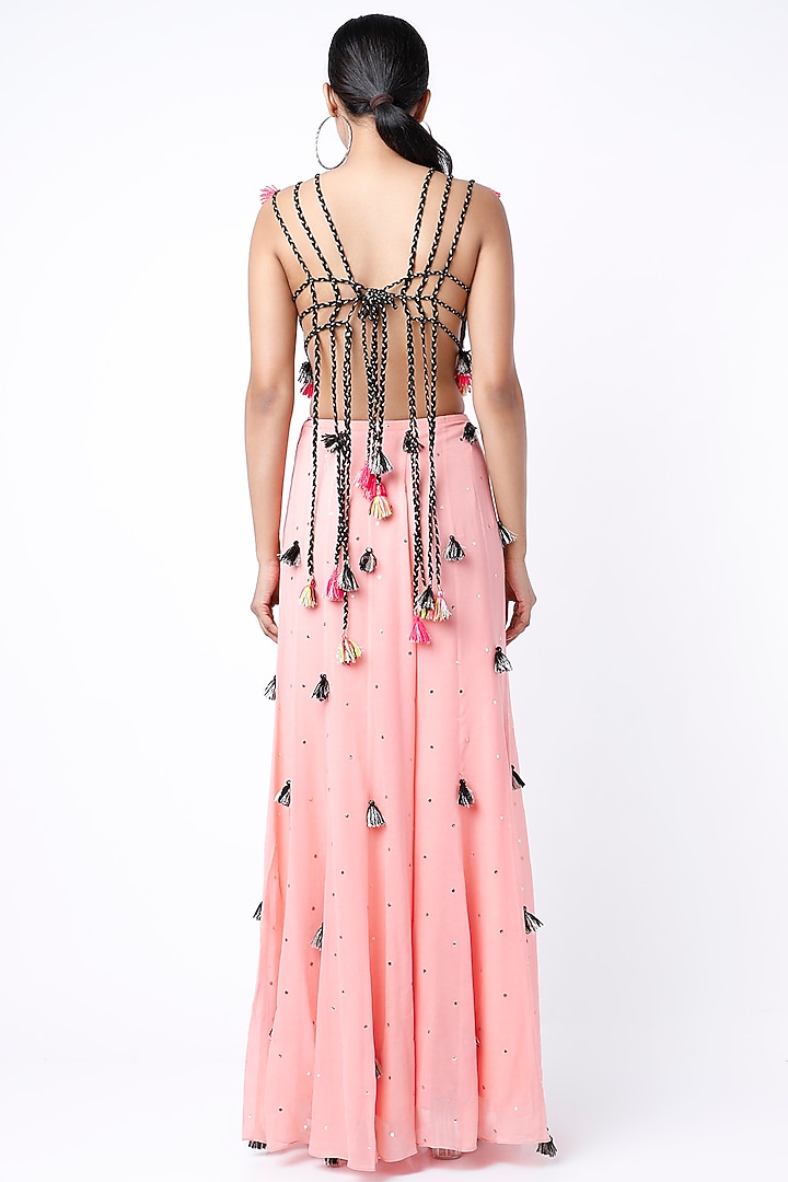 Coral Mukaish Georgette Wedding Sharara Set by Payal Singhal at Pernia's Pop Up Shop