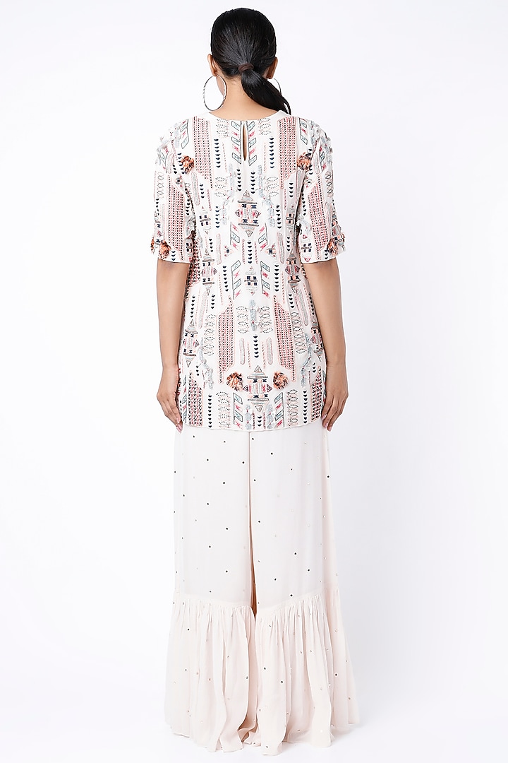 Chalk White Dot Mukaish Georgette Bridal Sharara Set by Payal Singhal at Pernia's Pop Up Shop