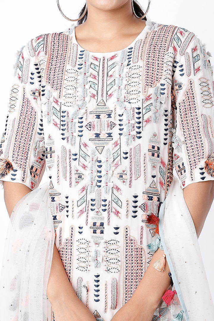 Chalk White Dot Mukaish Georgette Bridal Sharara Set by Payal Singhal at Pernia's Pop Up Shop