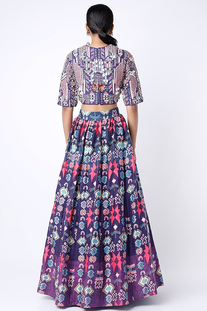 Purple Printed Wedding Lehenga Set by Payal Singhal at Pernia's Pop Up Shop