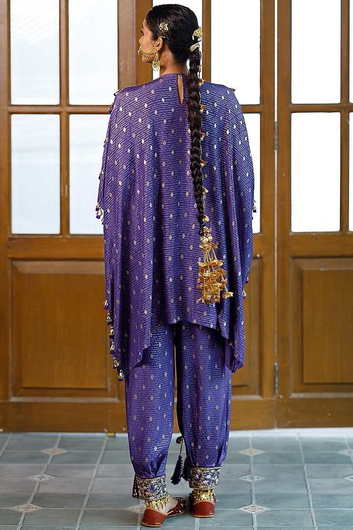 Purple Dola Silk Diamond Embroidered Kaftan Set by Payal Singhal at Pernia's Pop Up Shop