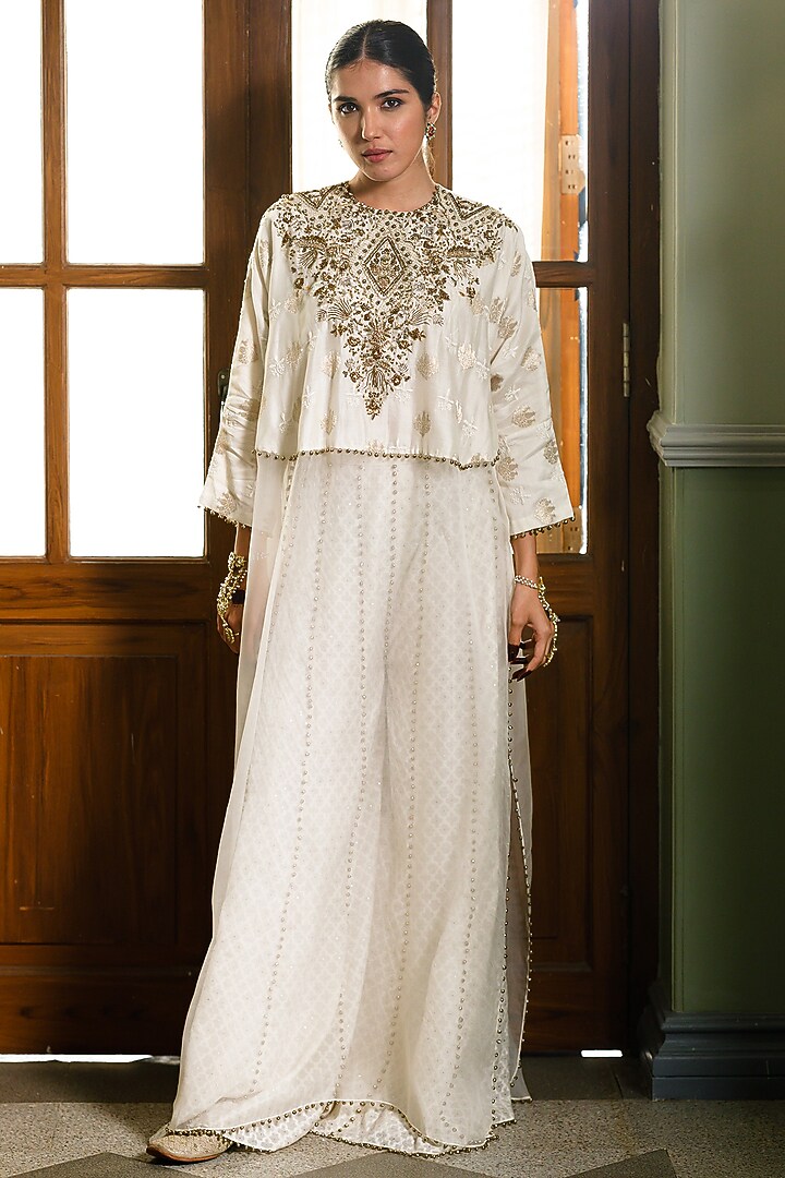 Off-White Katarwa Wedding Sharara Set by Payal Singhal at Pernia's Pop Up Shop