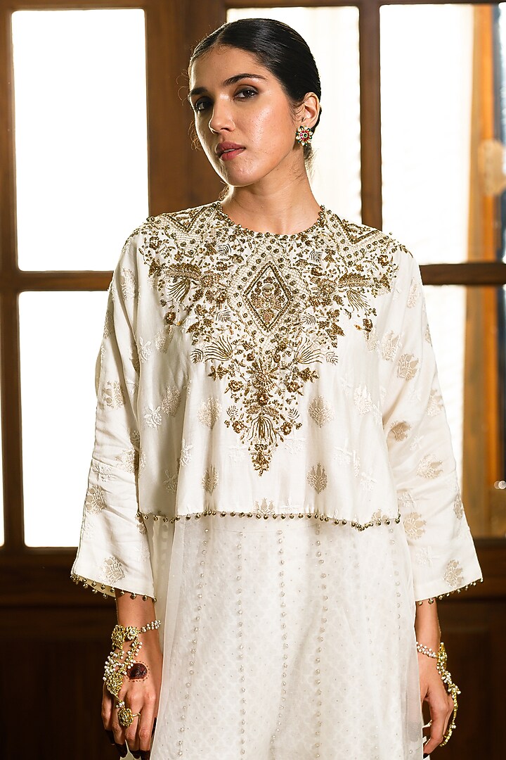Off-White Katarwa Wedding Sharara Set by Payal Singhal at Pernia's Pop Up Shop