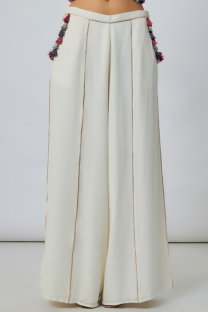 Off-White Georgette Wedding Sharara Set by Payal Singhal at Pernia's Pop Up Shop