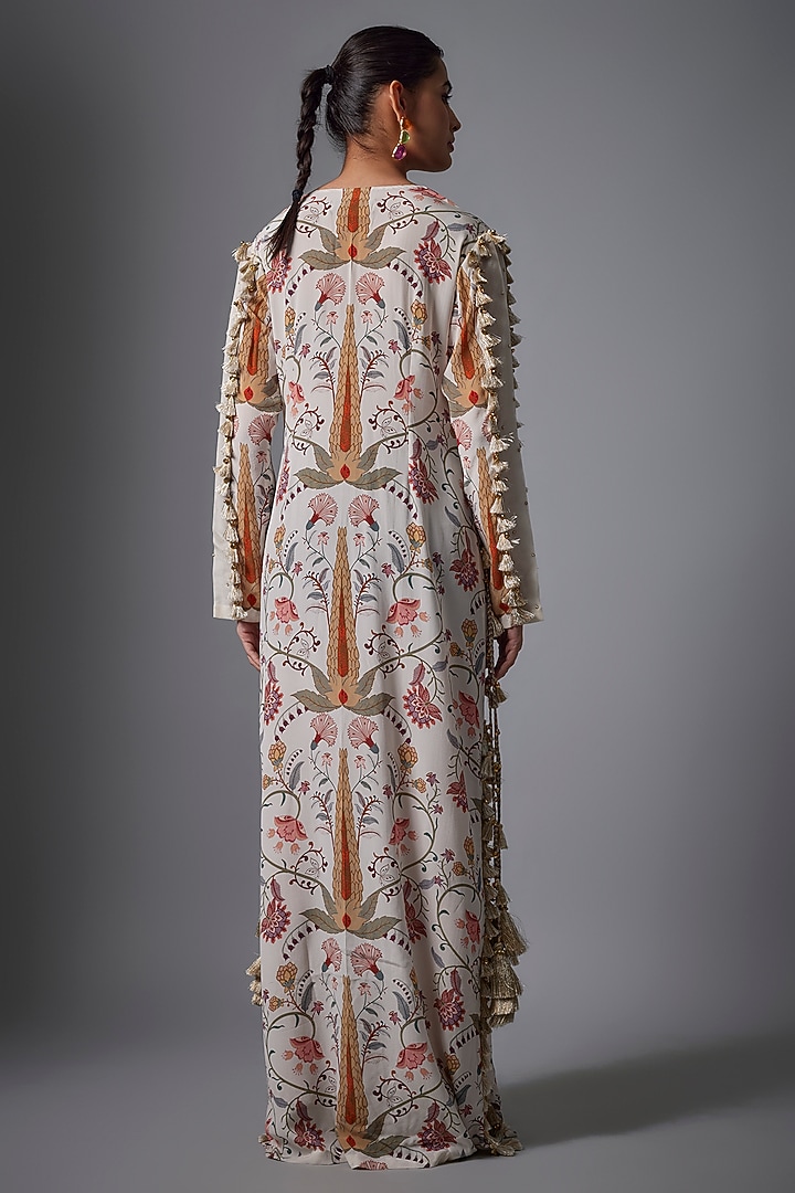 Cream Ochre Crepe Forest Digital Printed Beyza Kaftan by Payal Singhal at Pernia's Pop Up Shop