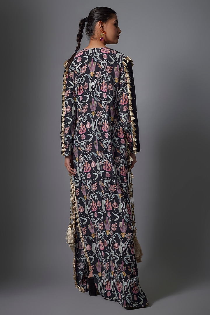 Black Crepe Forest Digital Printed Beyza Kaftan by Payal Singhal at Pernia's Pop Up Shop