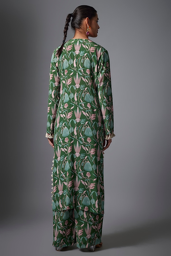 Green Crepe Island Escape Digital Printed Kurta Set by Payal Singhal at Pernia's Pop Up Shop