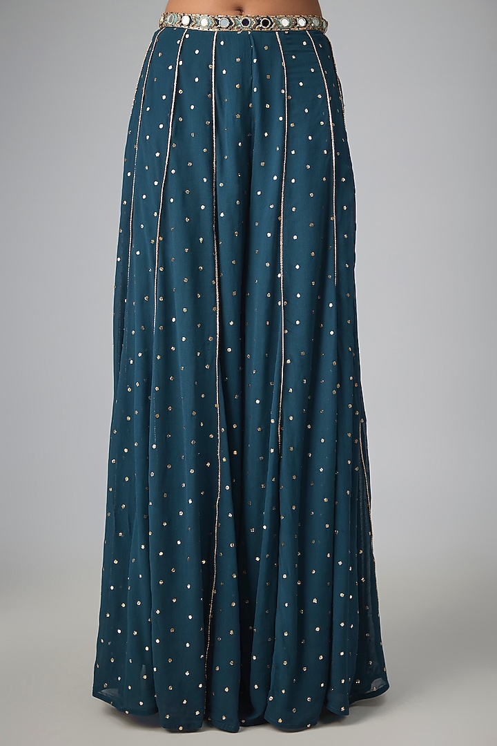 Navy Blue Mukaish Georgette Wedding Sharara Set by Payal Singhal at Pernia's Pop Up Shop