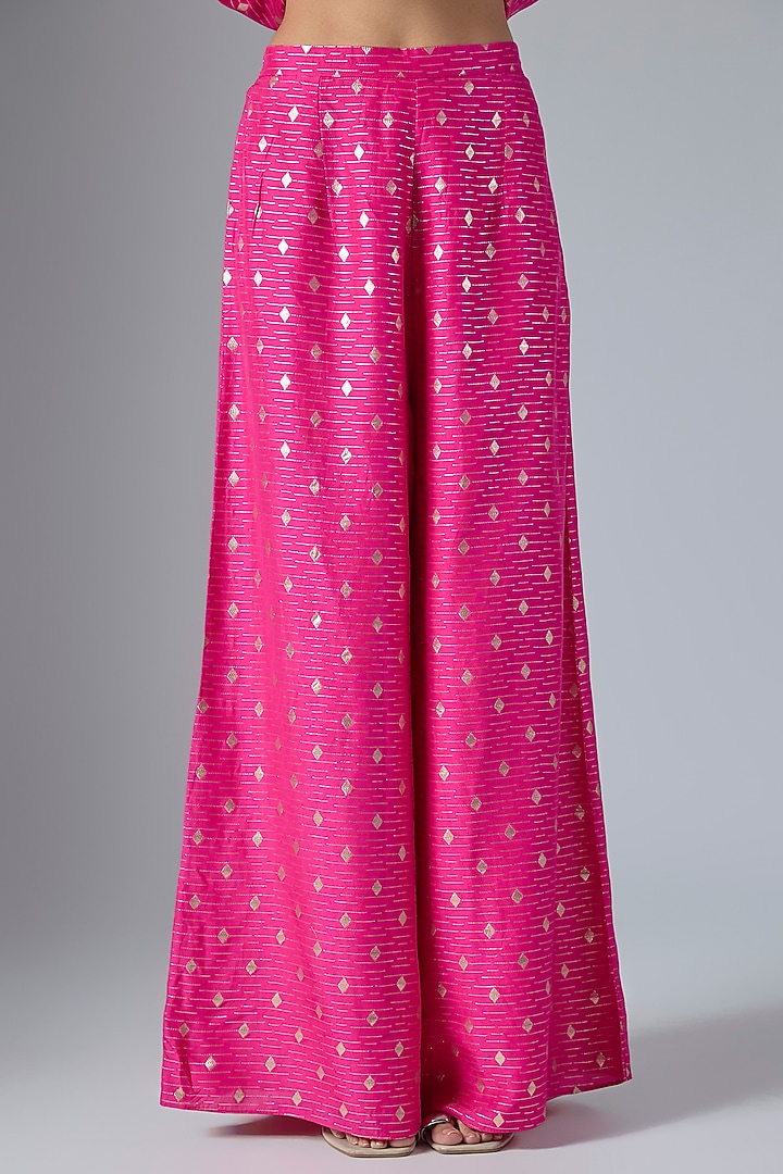 Hot Pink Dola Silk Embroidered Kaftan Set by Payal Singhal at Pernia's Pop Up Shop