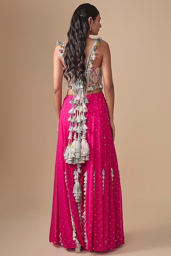 Pink Embroidered Georgette Wedding Sharara Set by Payal Singhal at Pernia's Pop Up Shop